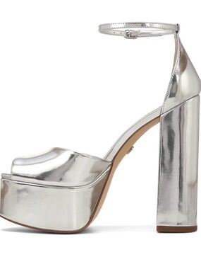 Sam Edelman Metallic Silver Platform Ankle-Strap Sandals